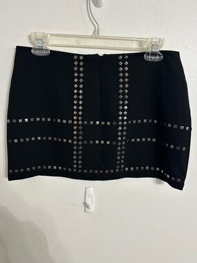 Twenty-one Black Micro Mini Skirt with Metallic Stud Grid Size Small NWOT